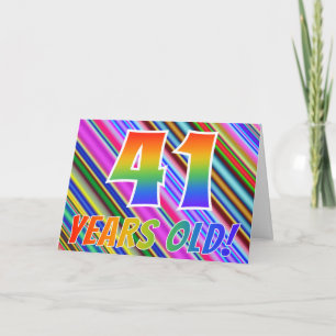 Carte Bandes colorées + Motif arc-en-ciel "41 ans !"