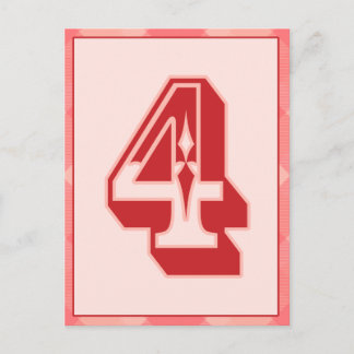 Carte Bannière de typographie rose Numéro "4"