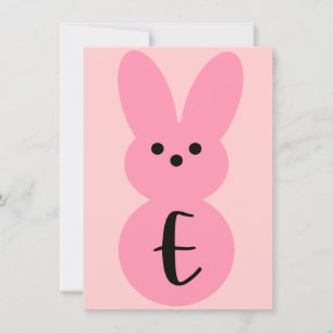 Carte Bannière Pâques Bunny Forme "E" Rose