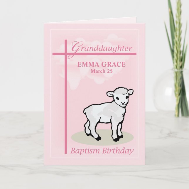 Carte Baptême Anniversaire Personnaliser la petite-fille (Devant)
