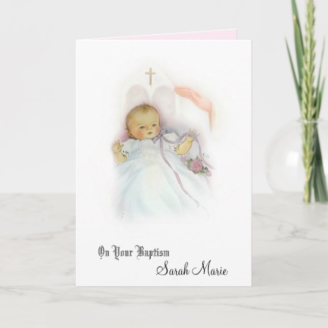 Carte Baptême Bébé Fille Bénédiction de baptême (Devant)