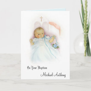 Carte Baptême Bébé Garçon Christening Bénédiction