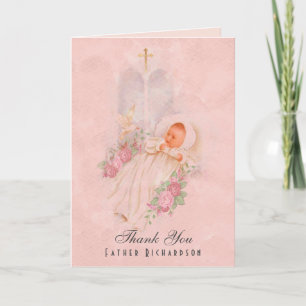 Carte Baptême Christening Merci pour le Prêtre