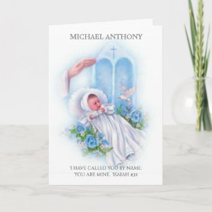Carte Baptême Christening Scripturaire  Petit Garçon