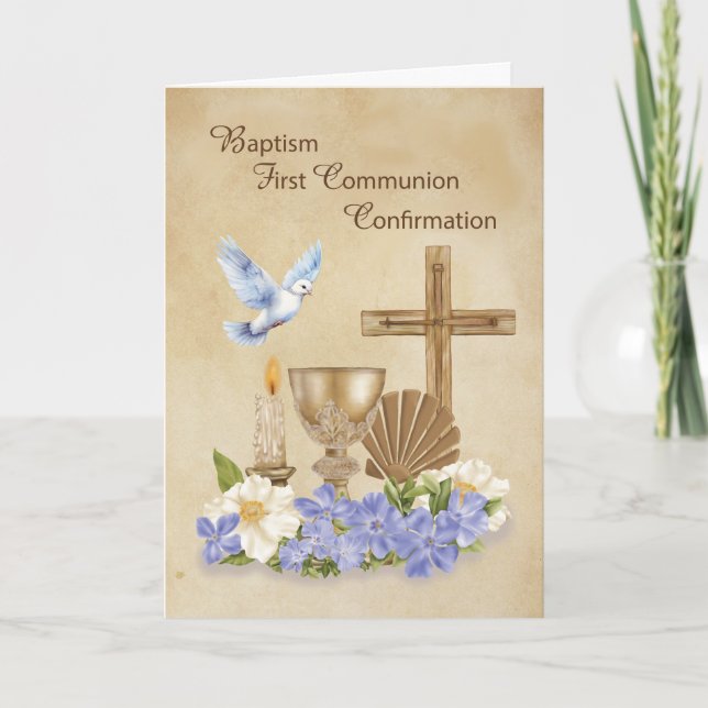 Carte Baptême Communion Confirmation RCIA Félicitations (Devant)