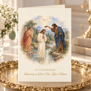 Carte Baptême d'adulte de Jésus catholiqueAquarelle Bapt