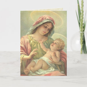 Carte BAPTÊME DE GARÇON Vierge Marie avec l'Enfant Chris