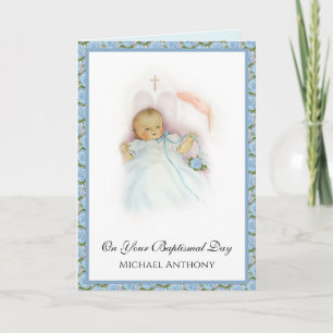 Carte Baptême Garçon Christening Religieux