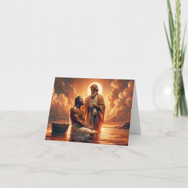 Carte Baptême personnalisé-Jésus baptisé par Jean (Devant)