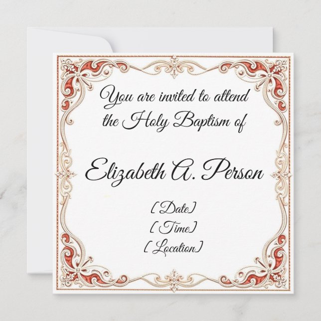 Carte Baptême personnalisée Invitation Flat Note (Devant)