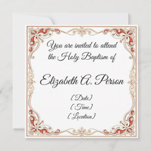 Carte Baptême personnalisée Invitation Flat Note
