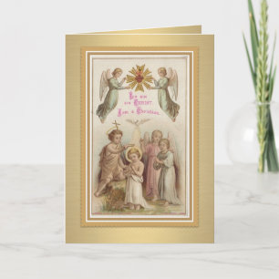 Carte Baptême w/Jesus, Jean-Baptist, anges de la