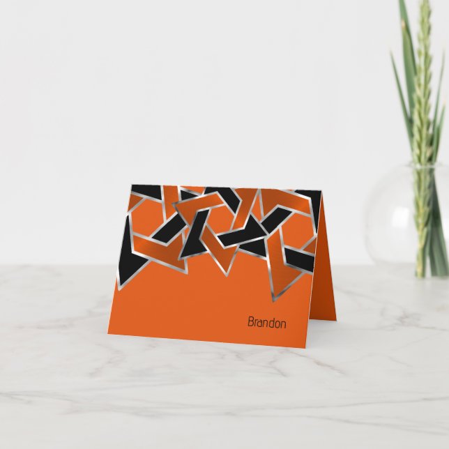 Carte Bar Mitzvah Argent Black Orange Star de David (Devant)