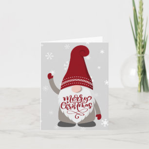 Carte Barbe de gnome de Noël Joyeux Noël Gris Rouge