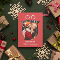 Barbe Père Noël Rose Avec Lunettes Famille Photo N