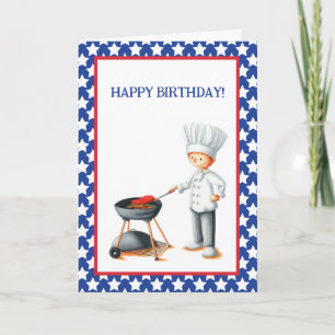 Carte Barbecue Patriotique Bleu Rouge Anniversaire
