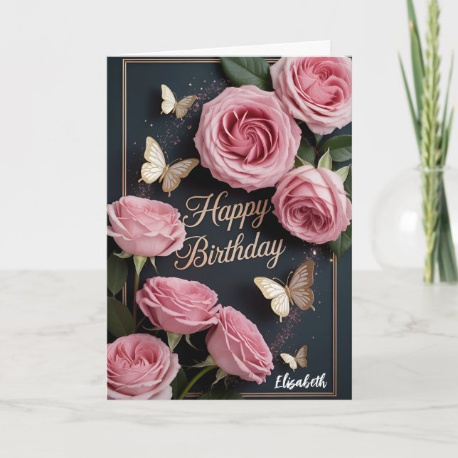 Carte Barbie pink roses flowers (Devant)
