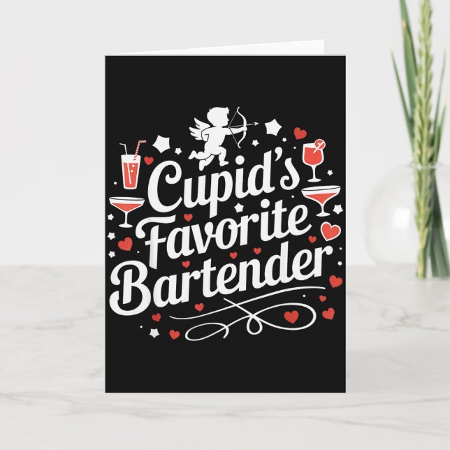 Carte Barman préféré de Cupidon Boisson drôle de Saint-V (Devant)
