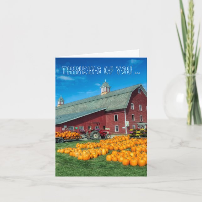 Carte Barn avec citrouilles Pensées pour toi (Devant)