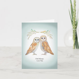 Carte Barn Owl Couple Mariage Anniversaire Cute Ows