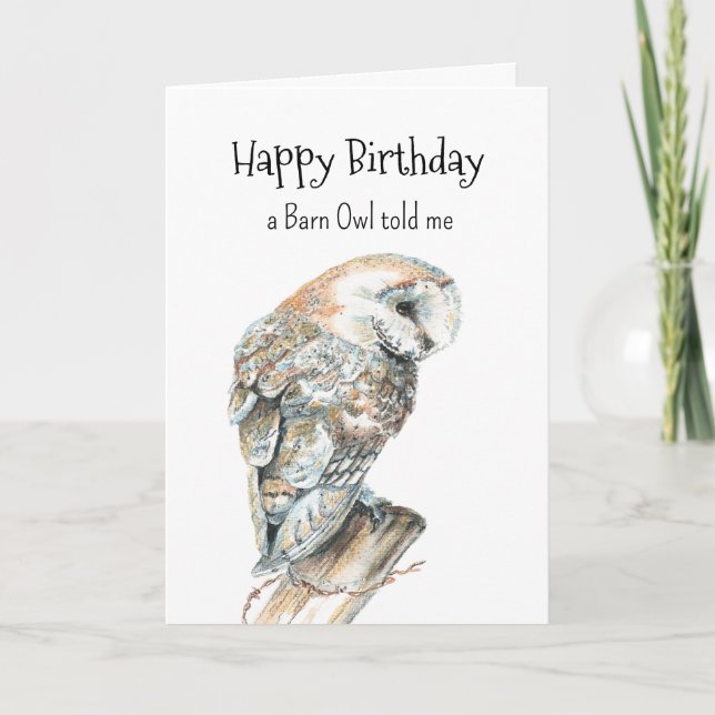 Carte Barn Owl Personnalité Anniversaire Amusant Oiseau  (Devant)