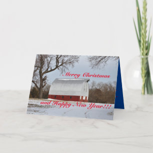 Carte Barn rouge de Noël au Kansas