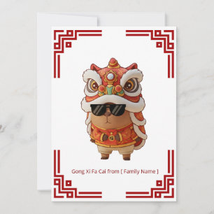 Carte Barongsai Capybara Nouvel An Chinois