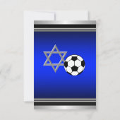 Carte Barre royale Mitzvah de thème du football de bleu (Dos)