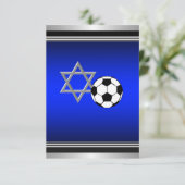 Carte Barre royale Mitzvah de thème du football de bleu (Debout devant)