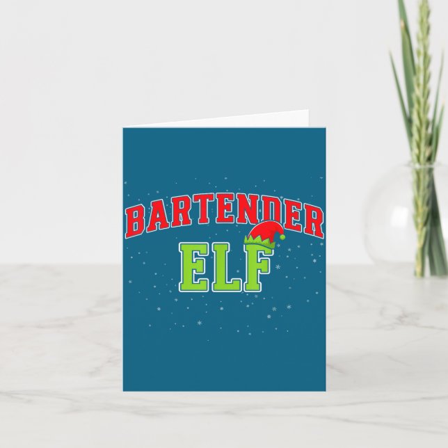 Carte Bartender Elf Christmas Family Matching Group Xmas (Devant)
