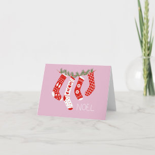 Carte Bas de Noël roses Message de Noël