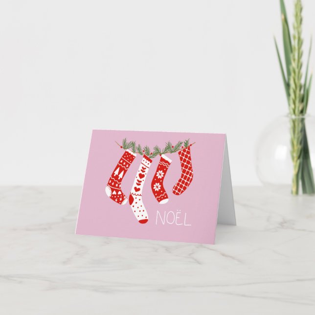 Carte Bas de Noël roses Message de Noël (Devant)