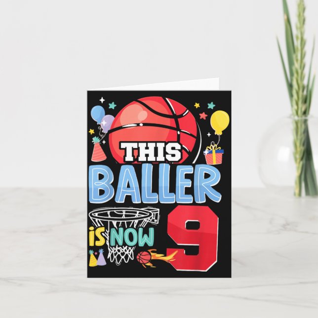 Carte Basball Bball 9e anniversaire Ce basketteur a main (Devant)