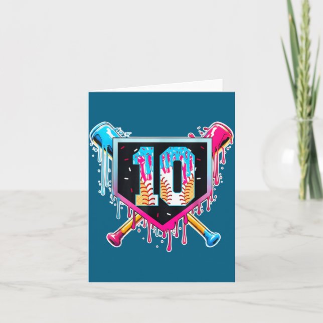 Carte Base-ball garçon de 10 ans glace qui coule 10ème (Devant)
