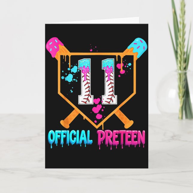 Carte Baseball 11 ans Crème glacée qui coule 11e anniver (Devant)