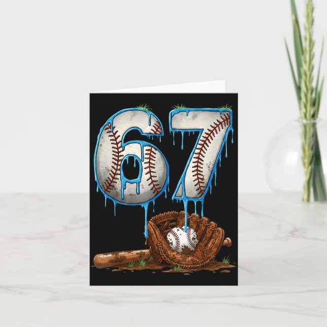 Carte Baseball 67 six seven mème drôle 6-7 drip baseball (Devant)