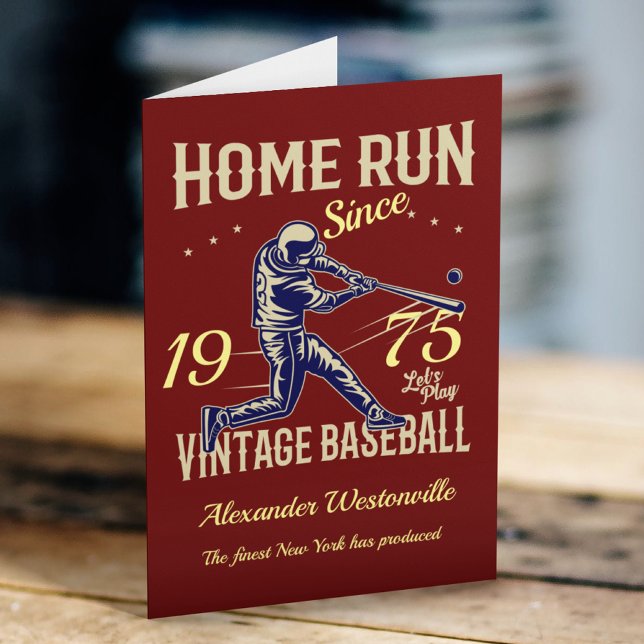 Carte Baseball Ajouter Votre Nom Année Sombre Rouge Fun  (Créateur téléchargé)