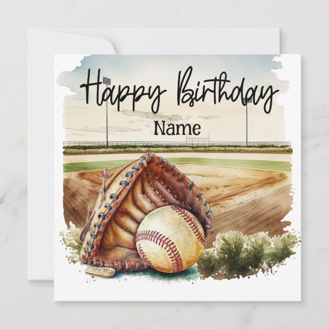 Carte Baseball avec balle et terrain Anniversaire (Devant)