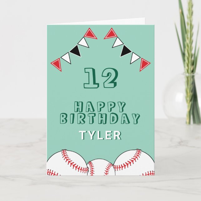 Carte Baseball Ball Flags Anniversaire de enfant sportif (Devant)