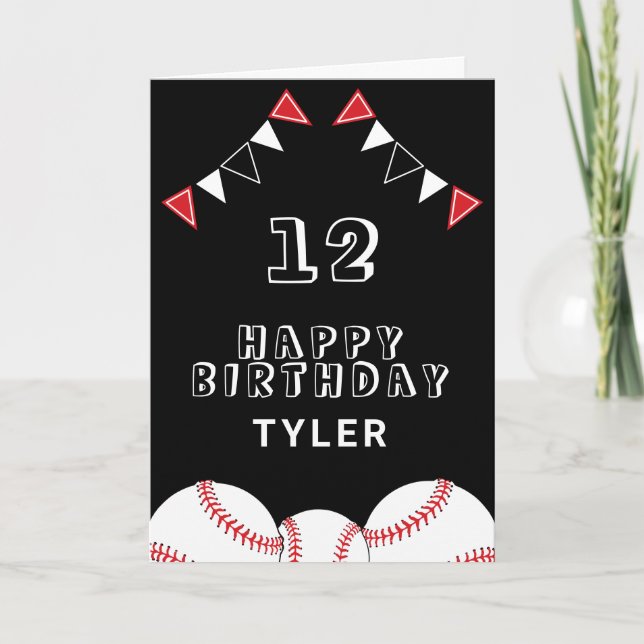 Carte Baseball Ball Flags Anniversaire de enfant sportif (Devant)