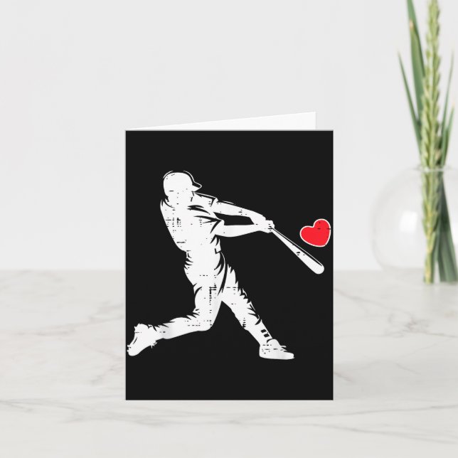 Carte Baseball Batteur Silhouette Jour de la Saint-Valen (Devant)