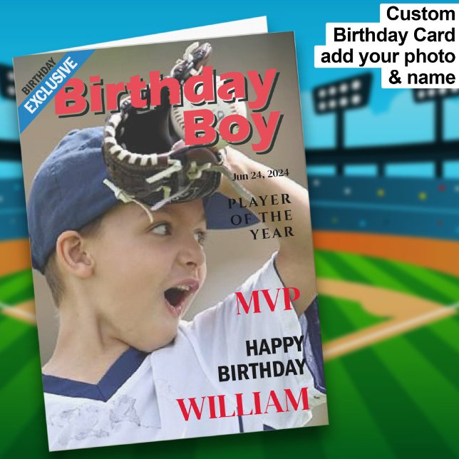 Carte Baseball Birthday Boy / MVP Joyeux anniversaire (Baseball Birthday Boy / MVP Happy Birthday Card)