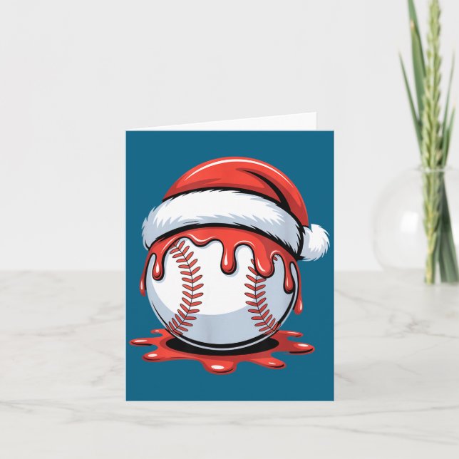 Carte Baseball Christmas Santa Hat Dripng Festive Holida (Devant)