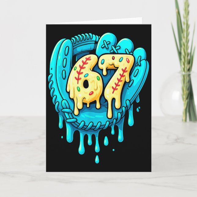Carte Baseball Drip 6 7 Numéro 67 Six Sept Mème Hommes B (Devant)