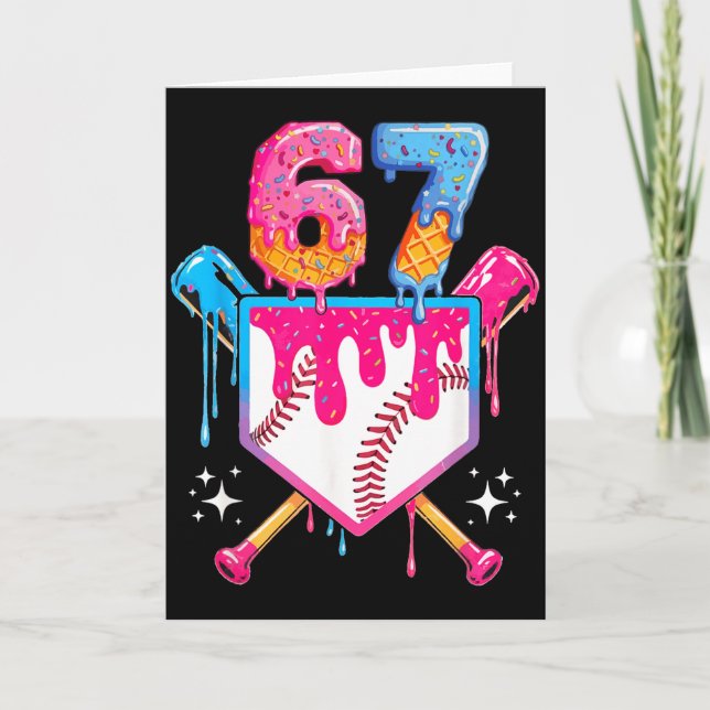 Carte Baseball Drip Number 67 Player Or 67th Birthday  (Devant)