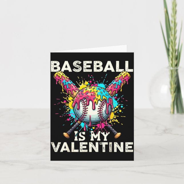 Carte Baseball Est Mon Glace De La Saint-Valentin Goutte (Devant)