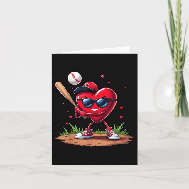 Carte Baseball Heart Funny Valentines Day Design Basebal (Devant)