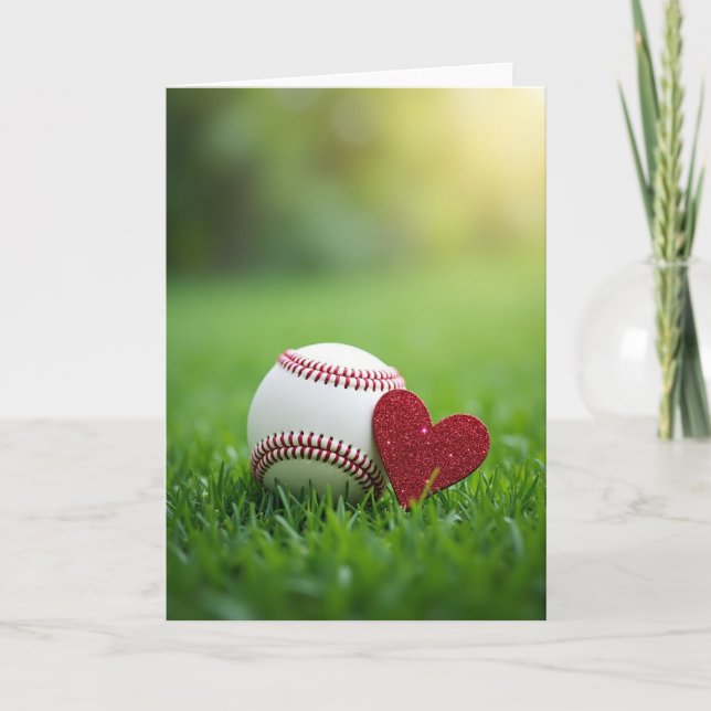 Carte Baseball Heart Love Greeting Card (Devant)