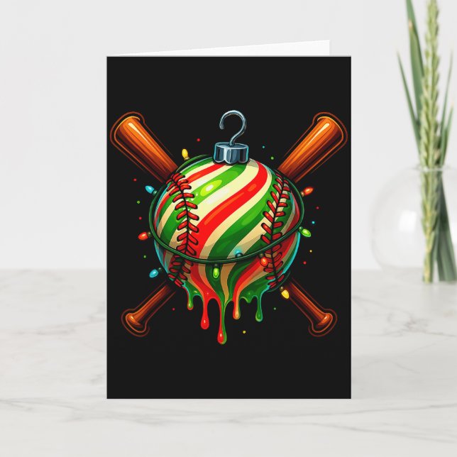 Carte Baseball Noël Crème Glacée Dégoulinant Baseball Dé (Devant)