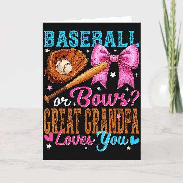 Carte Baseball Or Bows Great Grandpa Loves You Gender Re (Devant)